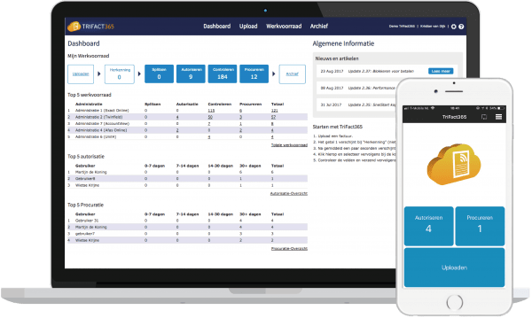TriFact365 scan en herken via internet beschikbaar op pc, app en tablet voor no hands accounting