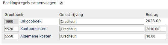 TriFact365 boekingsregels samenvoegen