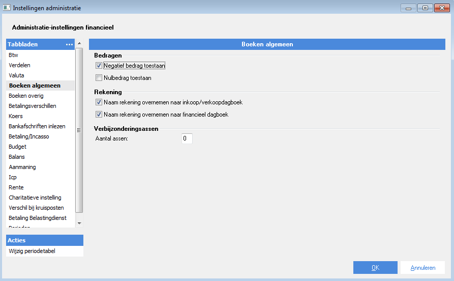 Instellingen AFAS voor creditfactuur: negatief bedrag toestaan.