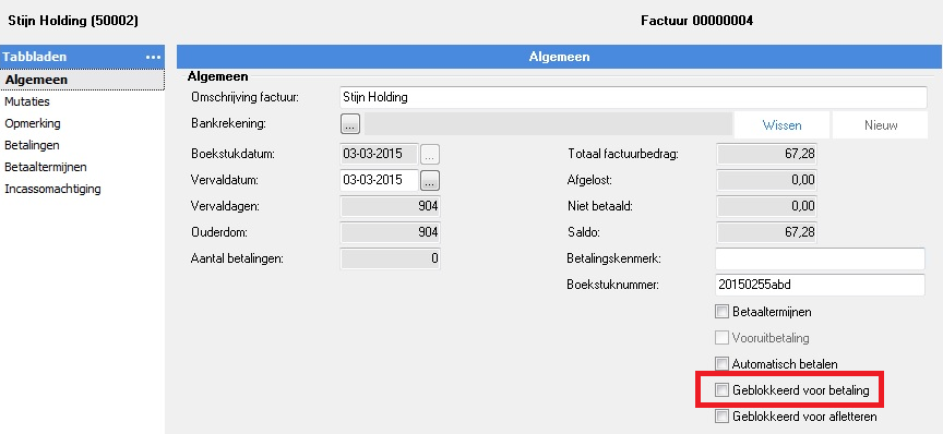 AFAS geblokkeerd voor betaling