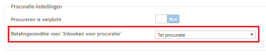Betalingsconditie voor inboeken voor procuratie