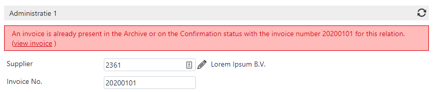 Automatic check on duplicate invoices