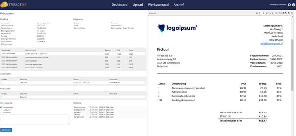 Facturen procureren in de TriFact365 portal