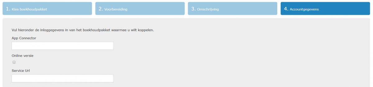 Koppelen met AFAS. Stap 4. Invullen accountgegevens (App Connector en service URL)