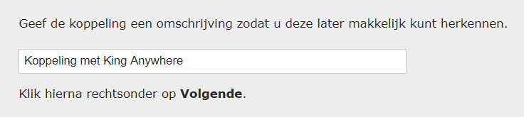 Koppeling met King Anywhere stap 2