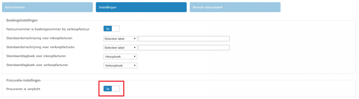 Procuratie overslaan instelling. Procureren is verplicht ja/nee