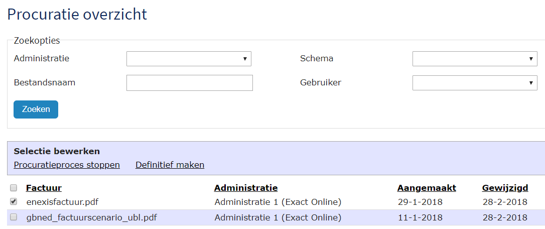 procuratie overzicht