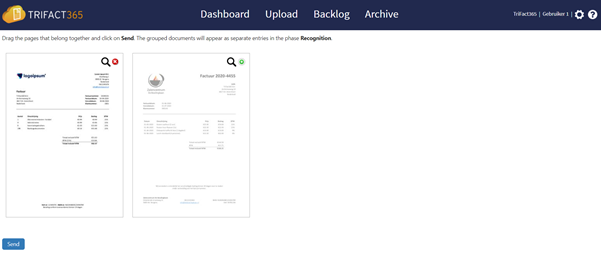 Splitting documents in TriFact365