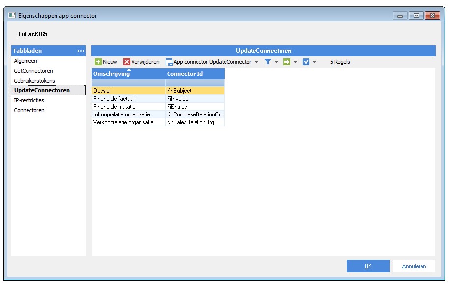 TriFact365 AFAS updateconnectoren