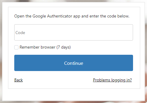 Enter 2FA code in TriFact365