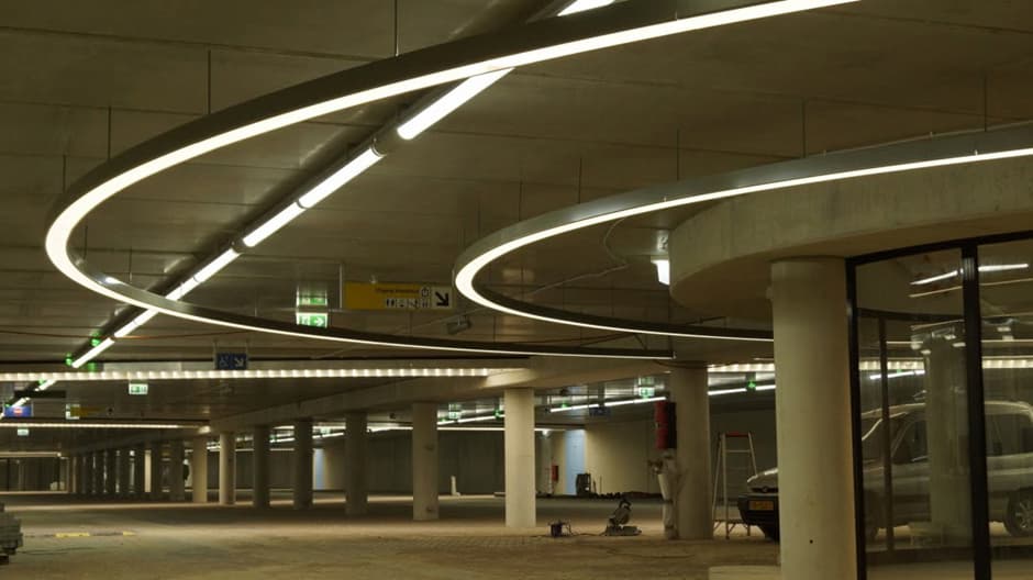 Lights from LedOnly in a parking garage